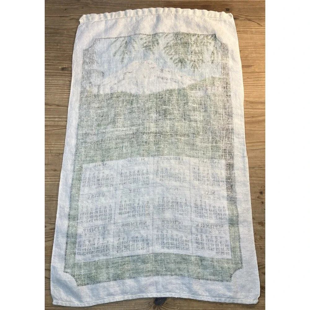 VTG 1975 Kay Dee Calendar Linen Tea Towel Mountain “The Beauty Seen Is Partly..”